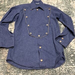 Vintage Western Montgomery Ward bib-front shirt Made In USA 15.5-33